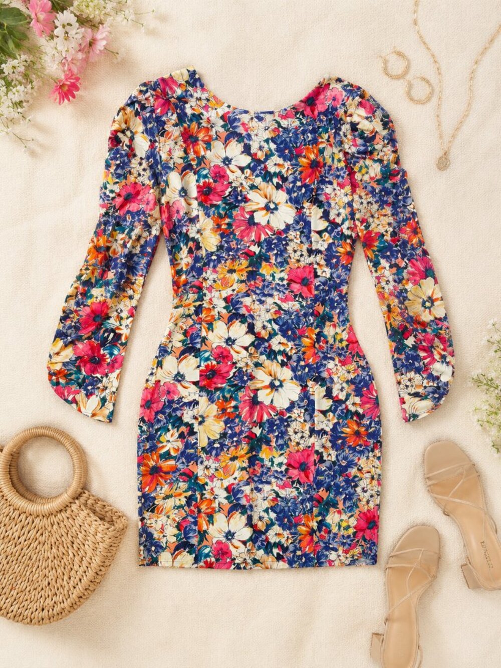 Zara Floral Bodycon Mini Dress – Size Small